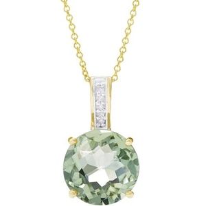 Effy Yellow Gold Green Amethyst,  Diamond Pendant